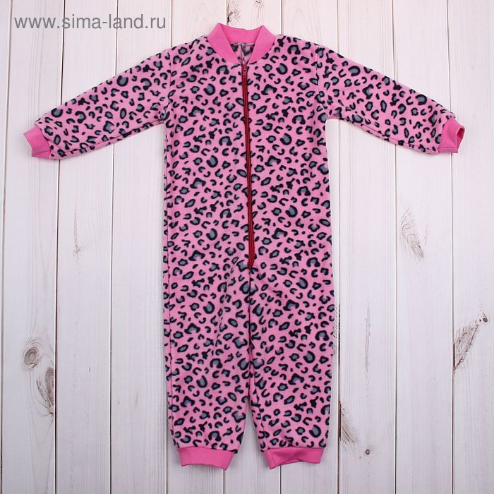Комбинезон для девочки, рост 86 см, цвет розовый, принт леопард (арт. 621732-3_М) - Фото 1