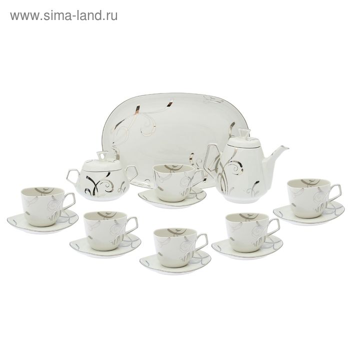 Сервиз чайный "Кадет. Фэнтези" 15 предметов: 6 чашек чайных 200 мл, 6 блюдец чайных 14 см, чайник 550 мл, сахарница 300 мл, блюдо овальное 31,5 см - Фото 1