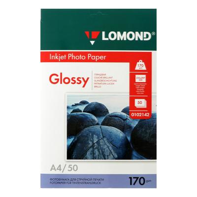 Фотобумага LOMOND, для струйной печати А4, 50 листов, 170 г/м², односторонняя, глянцевая