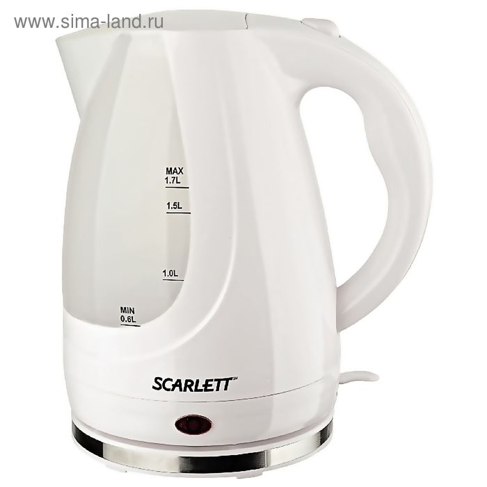 Чайник электрический Scarlett SC-EK18P32, 1.7 л, 2200 Вт, белый - Фото 1