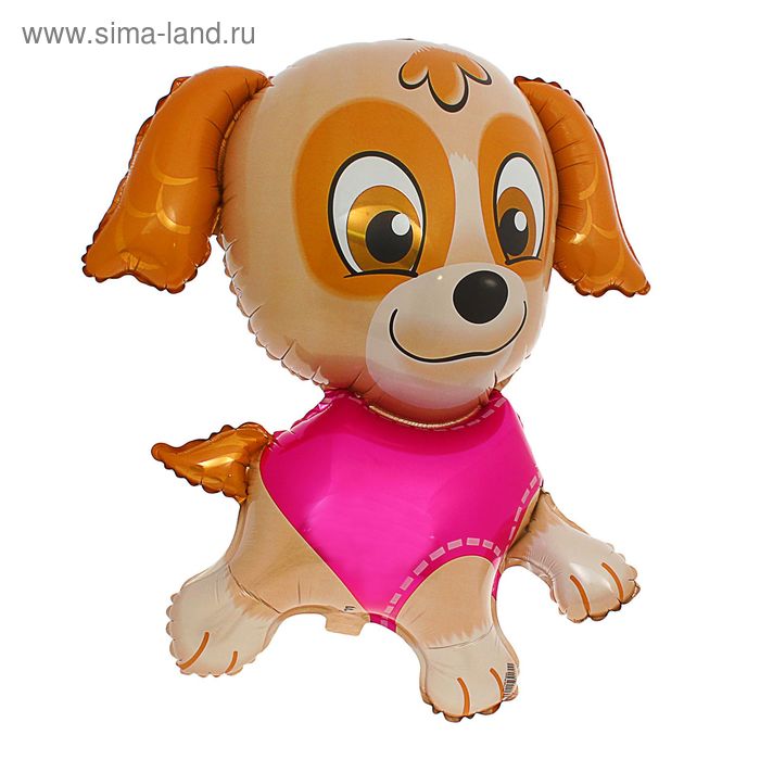 Шар воздушный фольгированный 12" «Щенок в розовом», для палочки - Фото 1