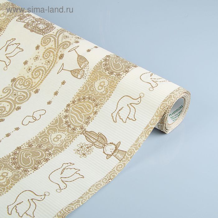 Бумага упаковочная крафт "Жених и невеста", 0,7 х 10 м - Фото 1