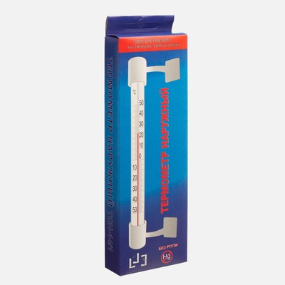 Термометр уличный, на окно, на липучке, от -50°С до +50°С, 21×6.5 см