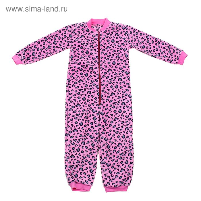Комбинезон для девочки, рост 98 см, цвет розовый, принт леопард (арт. 621752-3_Д) - Фото 1