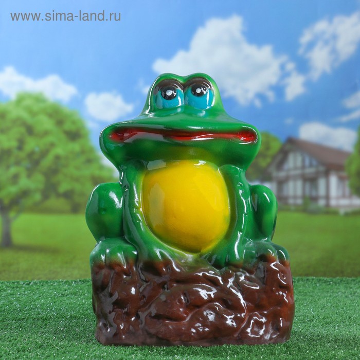 Садовая фигура "Лягушка на камне", разноцветная, 35 см, микс - Фото 1