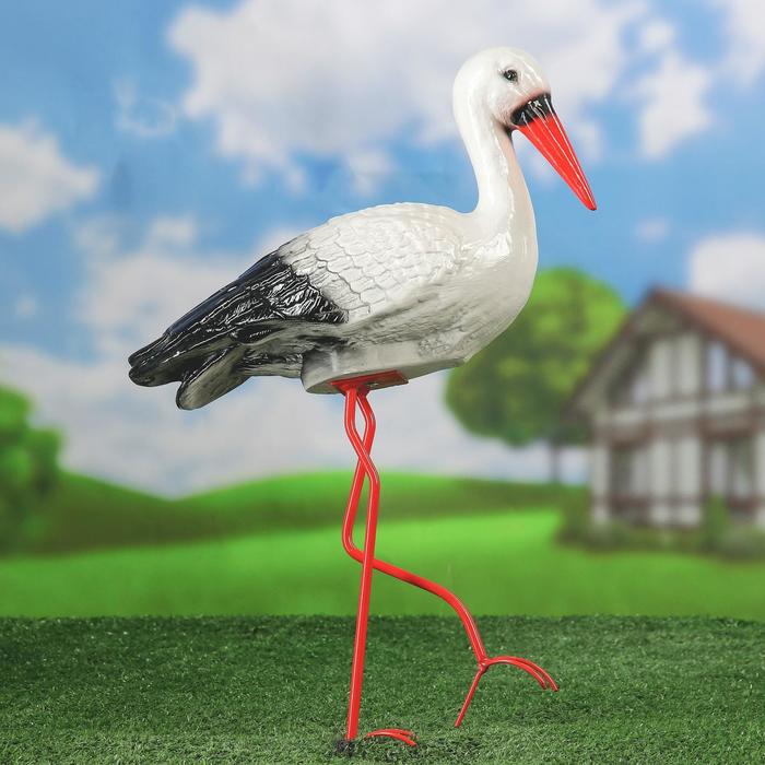 Садовая фигура "Аист", белая, 76 см - Фото 1