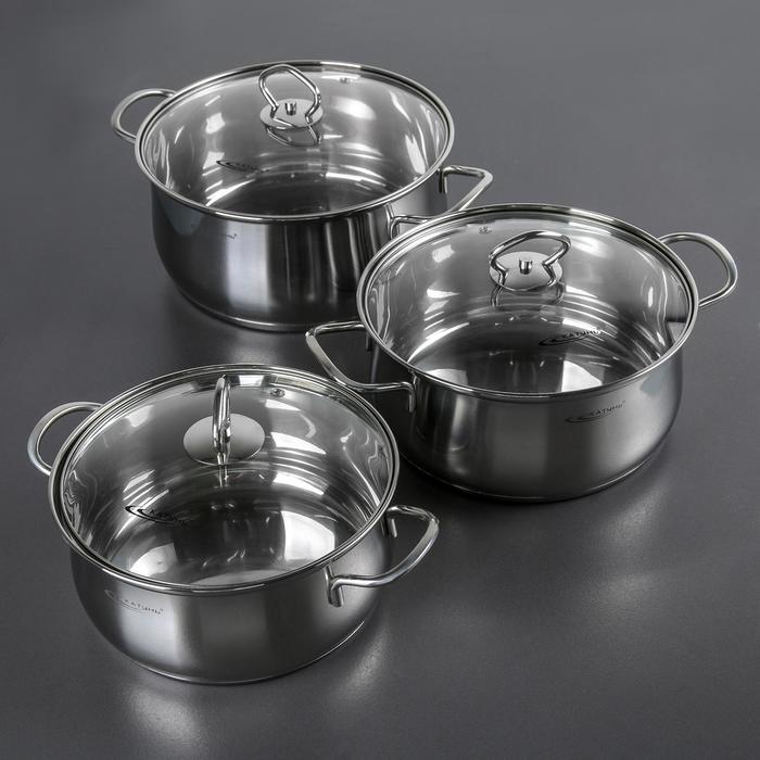 УЦЕНКА Набор кастрюль из нержавеющей стали ЛИРА, 3,2 л+ 4,2( отличается крышка) + 5,2 л - Фото 1