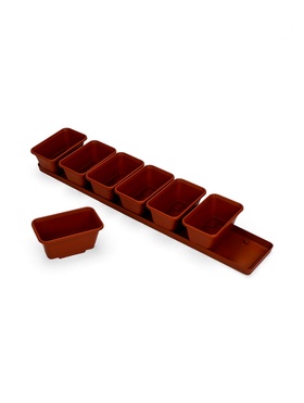 Набор горшков для цветов с поддоном Darel plastic, 750 мл, 73 см, 7 шт., терракотовый 1570090