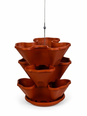 Кашпо для цветов многоярусное «Каскад», 3 шт., 12 л (секция 4 л), цвет терракотовый  (артикул 1570091)  большой выбор товаров оптом и в розницу по низким ценам с доставкой