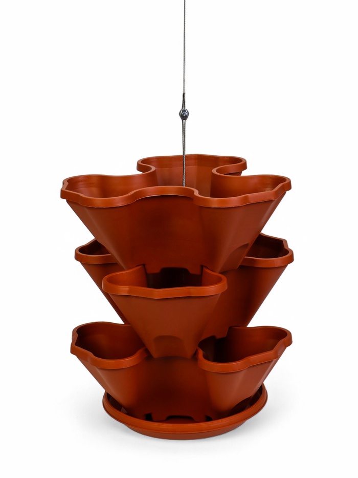 Кашпо для цветов многоярусное «Каскад», 3 шт., 12 л (секция 4 л), цвет терракотовый - Фото 1