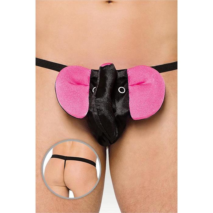 Cтринги мужские Слоник SoftLine Collection, цвет чёрно-розовый, размер S/L