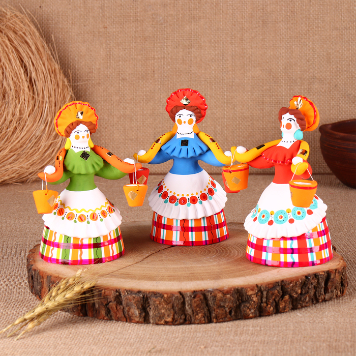 Дымковская игрушка «Барыня-водоноска» 7,5×7,5×15 см - Фото 1