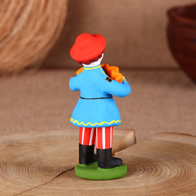 Дымковская игрушка «Фигурка: Мужик стоячий с гармошкой»