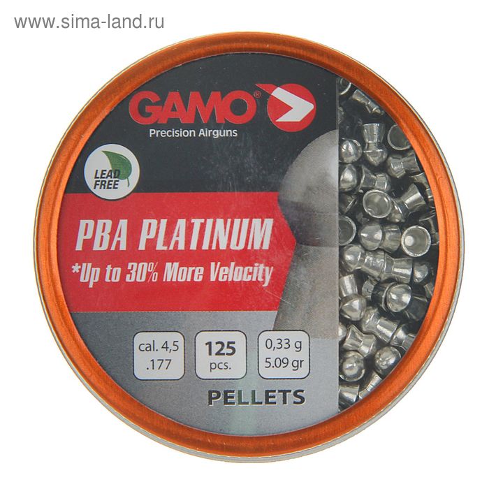 Пули пневм. "Gamo PBA Platinum", кал. 4,5 мм., (125 шт.) (в кор. 24 бан.) шт - Фото 1