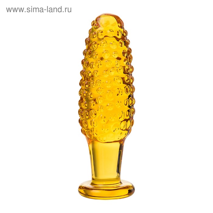 Анальная пробка Sexus Glass, стекло, желтая, 13 см, d=4 см - Фото 1