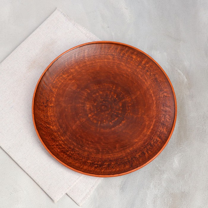 Тарелка плоская "Гладкая", красная глина, 25 см - Фото 1