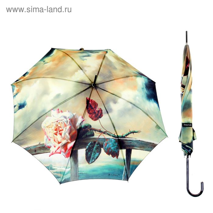 Зонт-трость автоматический "Роза", автоматический, R=50см, разноцветный - Фото 1