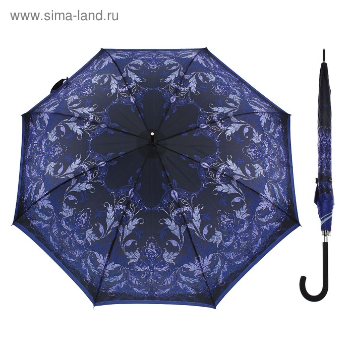 Зонт-трость, полуавтоматический, R=54см, цвет чёрно-синий