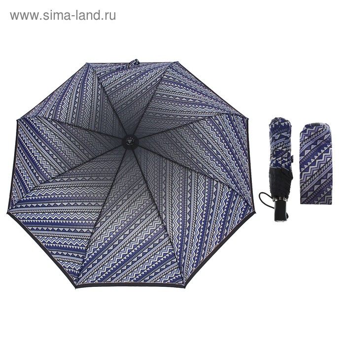 Зонт автоматический "Узор", R=52см, цвет серый/фиолетовый - Фото 1