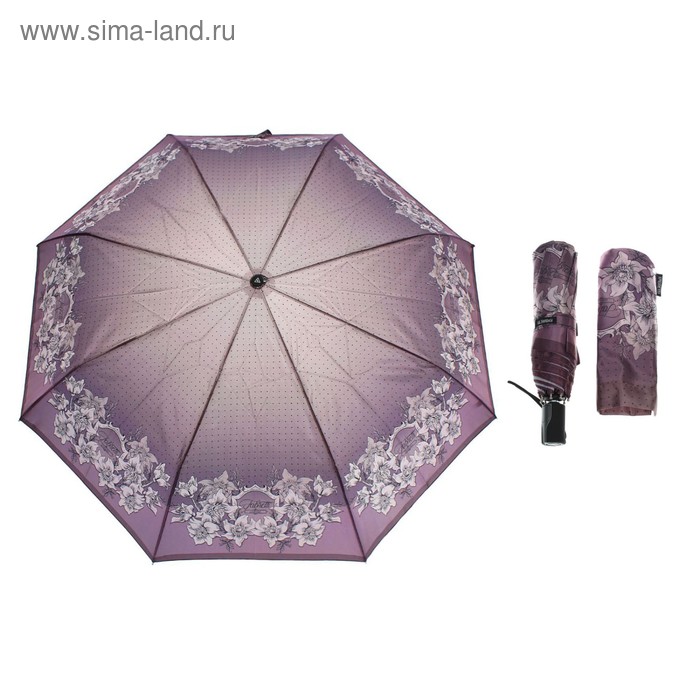Зонт автоматический "Узор", облегчённый, R=52см, цвет сиреневый - Фото 1
