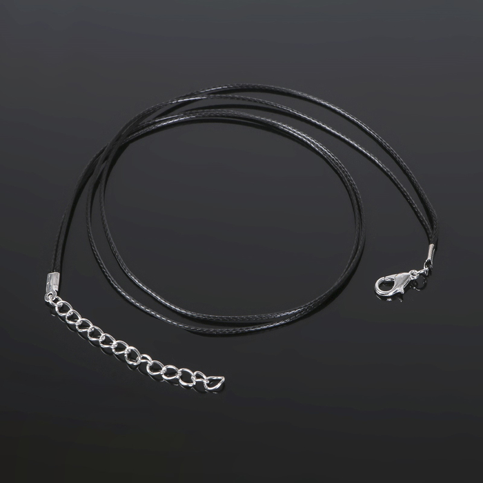 Шнурок из полиэстера, 43 см с удлинителем, цвет чёрный - Фото 1