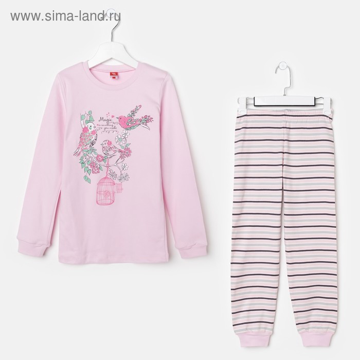 Пижама для девочки, рост 134 см (68), цвет светло-розовый - Фото 1