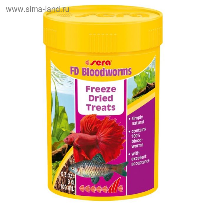 Лакомство Sera FD Bloodworms для декоративных рыб, 100 мл., 9 г. - Фото 1