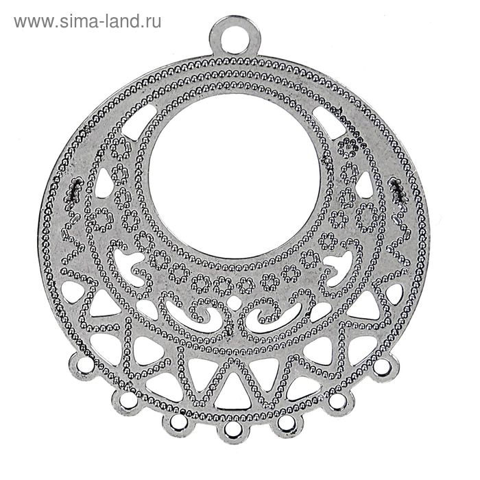 Декоративные филигранные элементы FDP-010, 26мм, круг с отверстием, 6шт, под античное серебро - Фото 1