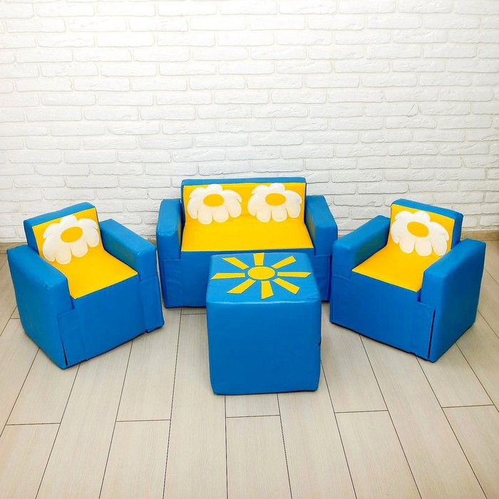 Игровой набор мебели «Солнышко», 2 кресла, пуф, диван, МИКС - фото 1925802014