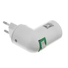 Переходник Ecola, вилка-патрон, E27, 60×83 мм, с выключателем, белый - Фото 1