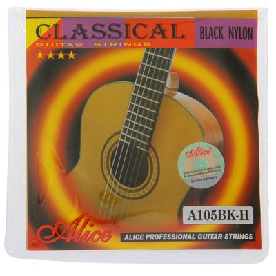 Струны для классической гитары Alice A105BK, черный нейлон-посеребренная медь, норм. натяж.