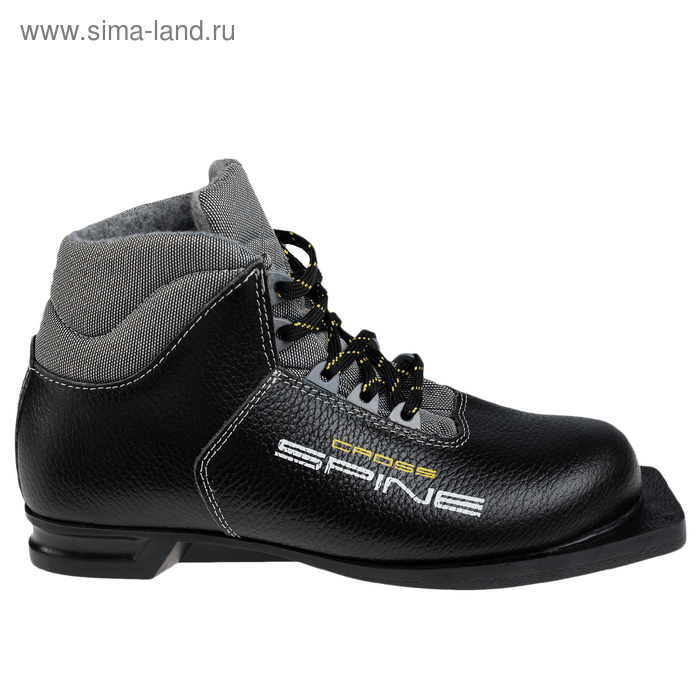 Ботинки лыжные SPINE Cross 35, NN75, искусственная кожа, натуральная кожа, цвет чёрный, лого жёлтый/белый, размер 34 - Фото 1