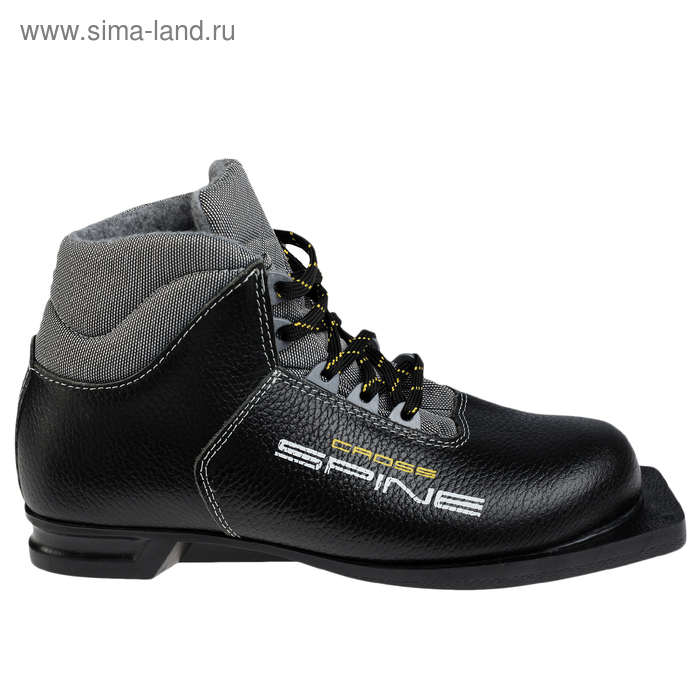Ботинки лыжные SPINE Cross 35, NN75, искусственная кожа, натуральная кожа, цвет чёрный, лого жёлтый/белый, размер 35 - Фото 1