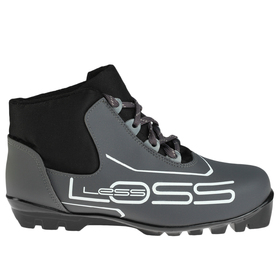 Ботинки лыжные Loss 443/7, SNS, искусственная кожа, цвет чёрный/серый, лого белый, размер 34