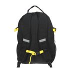 Рюкзак молодёжный на молнии, 2 отдела, 2 наружных кармана, чёрный/жёлтый - Фото 3