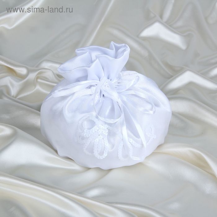 Сумочка невесты с пайетками, белая, атласная - Фото 1