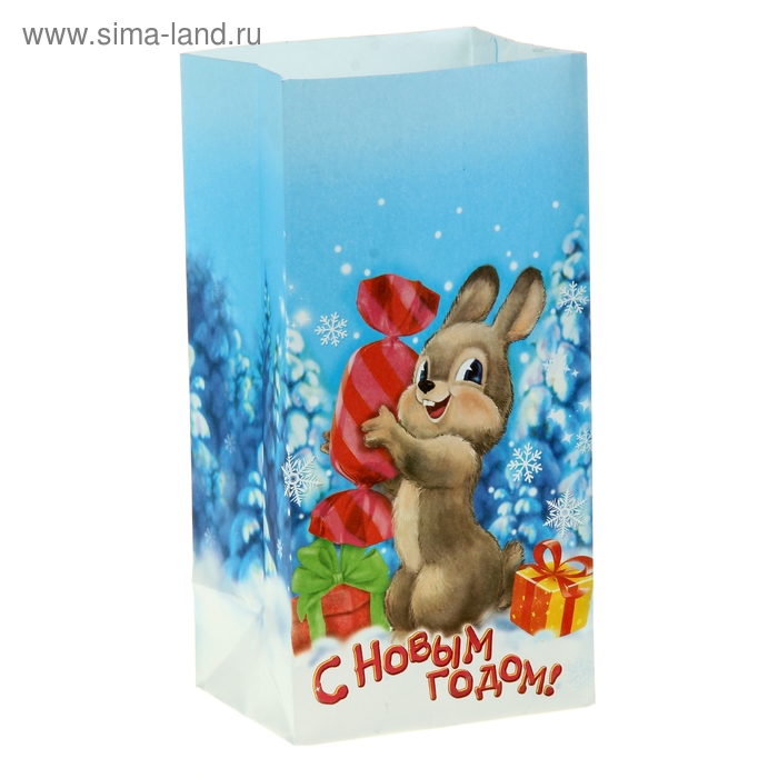 Пакет крафтовый без ручек «Зайчик», 10 × 19,5 см - Фото 1