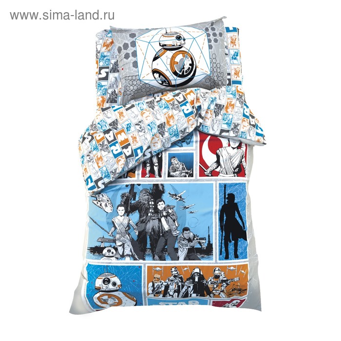 Постельное бельё 1,5 сп "Звездные войны" , размер 143х215 см, 150х214 см, 50х70 см -1 шт., 100% хлопок, поплин 125 г/м2 - Фото 1