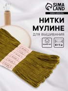 Нитки мулине №831, 8±1 м, набор 6 шт., оливковые - Фото 1