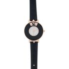 Часы наручные женские цветной ободок с лебедем и стразами, ремешок черный - Фото 2