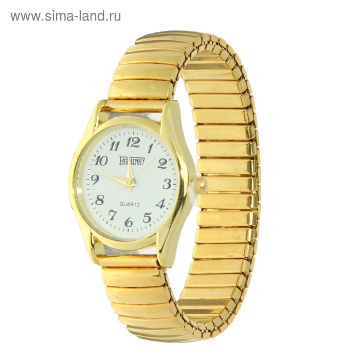Часы наручные женские браслет-резинка желтый корпус, белый циферблат - Фото 1