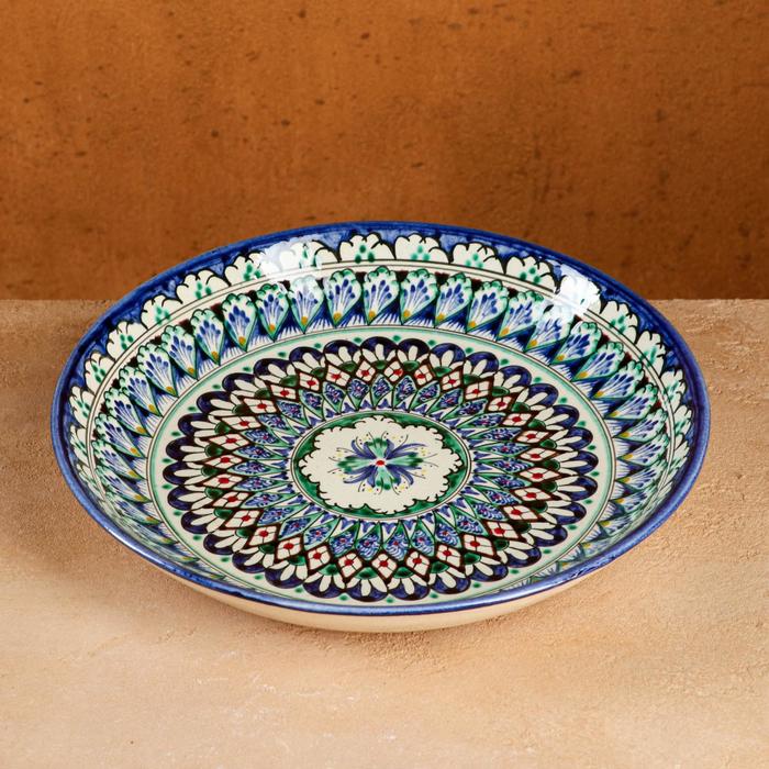 Ляган узбекский Риштанская Керамика «Узоры», d=25 см, синий - Фото 1