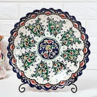 Ляган узбекский Риштанская Керамика «Цветы», d=32 см, глубокий, синий - Фото 2