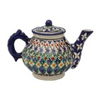 Чайник заварочный Риштанская Керамика «Узоры», 700 мл, синий - Фото 4