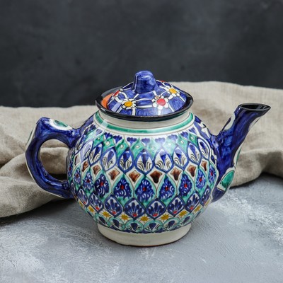 Чайник заварочный Риштанская Керамика «Узоры», 1 л, синий