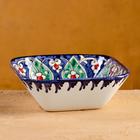 Салатница узбекская Риштанская Керамика «Цветы», 13×5 см, синяя, МИКС - Фото 4