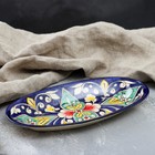 Селёдочница узбекская «Цветы» Риштанская Керамика, 24 см, синяя, МИКС - Фото 2