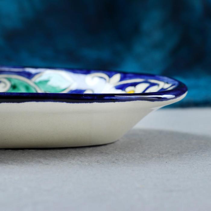 Селёдочница Риштанская Керамика "Цветы", 24 см, синяя, микс - фото 1892129216