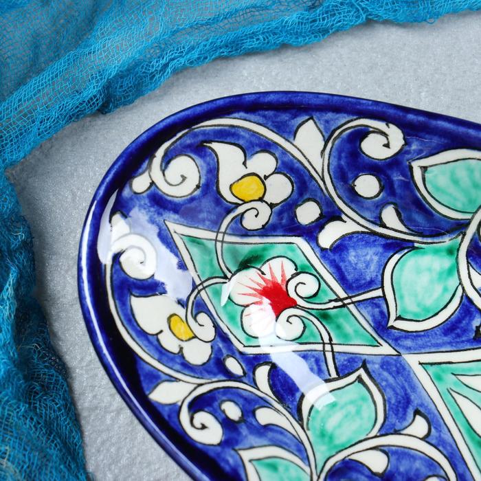 Селёдочница Риштанская Керамика "Цветы", 24 см, синяя, микс - фото 1927284696