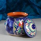 Сахарница узбекская Риштанская Керамика «Цветы», 1 л, синяя - Фото 2